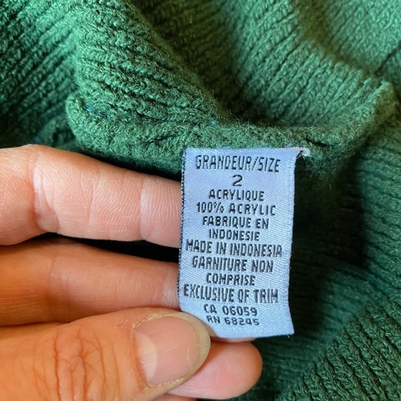 Forest Green V Neck Rib Knit Sweater Cozycore Longer Length Medium Jewel Tone - Picture 10 of 16